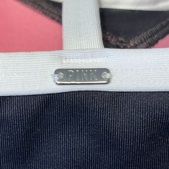 PINK Victoria's Secret Black and White Sports Bra with Y-Back Design - Picture 3 of 7